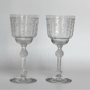 Fostoria Manor Clear Etched Blown Glass Goblets Set of 2 – 5 Inch